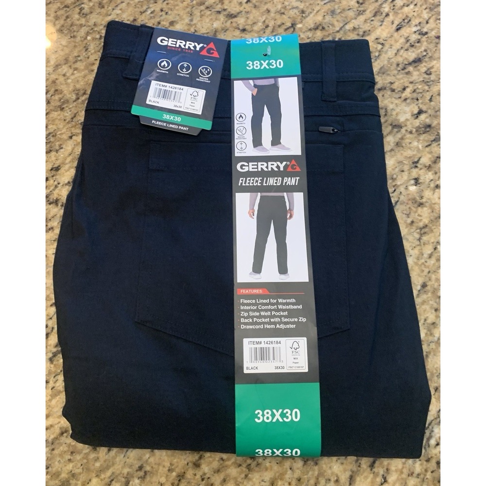 Gerry Men's Water Resistant‎ Fleece Lined Stretch Pants Black (38W x 30L)